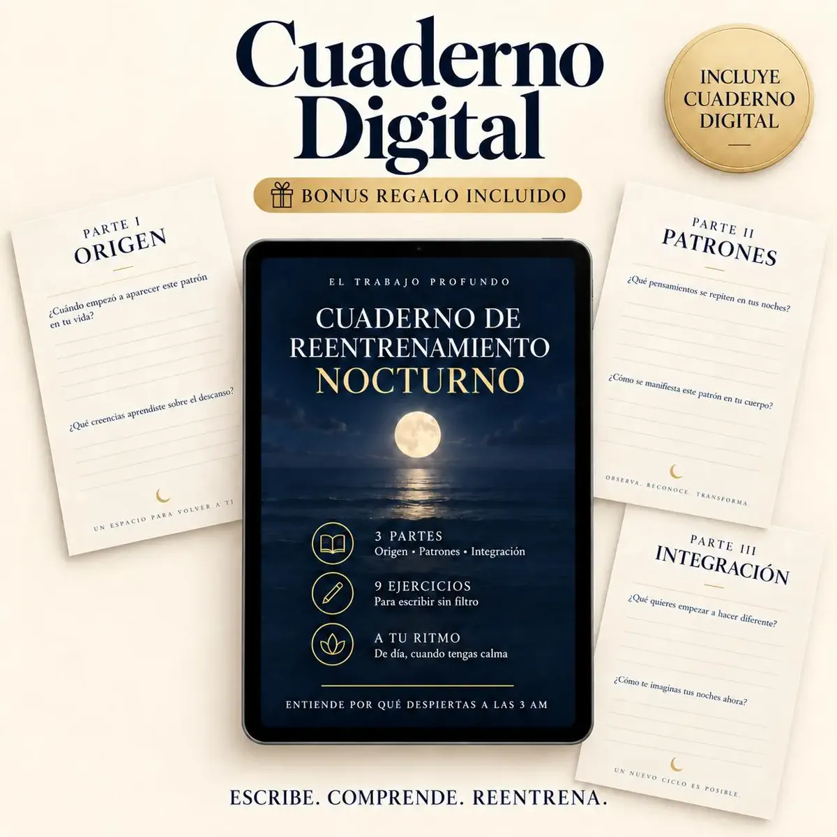 Cuaderno de Reentrenamiento Nocturno en una tablet