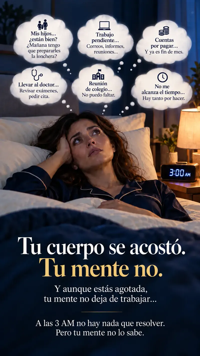 Mujer despierta a las 3:00 con la mente llena de pendientes